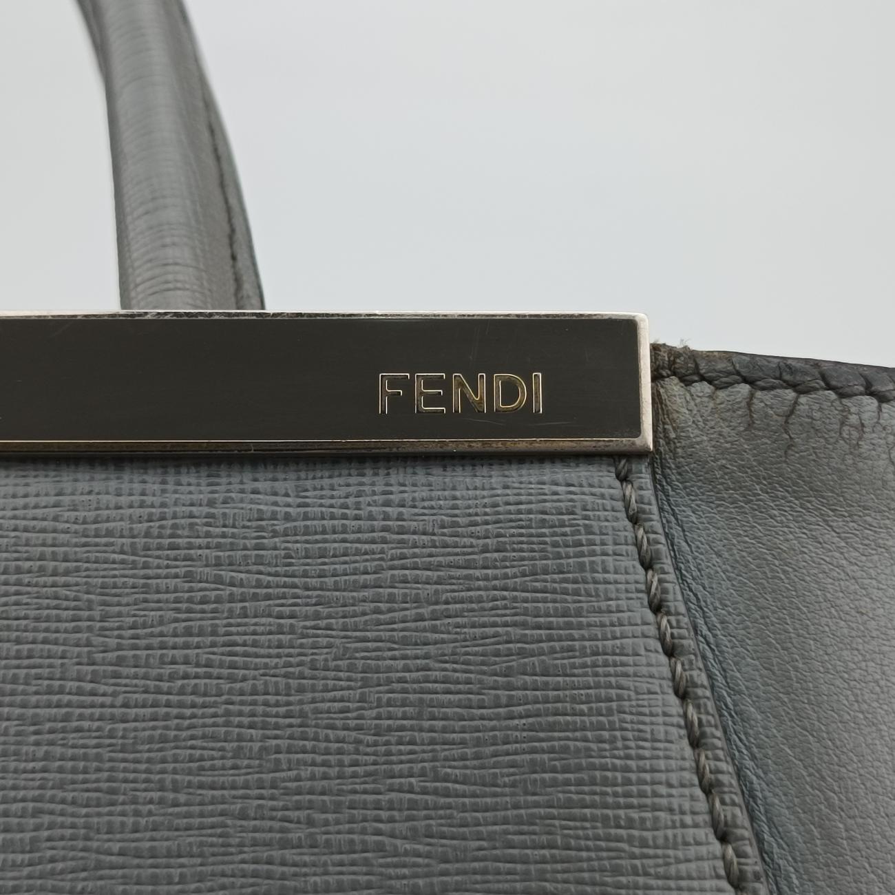 Pre-owned Fendi Petite 2 JOURS Grey Leather 8BH253 handbag | stylenewstar