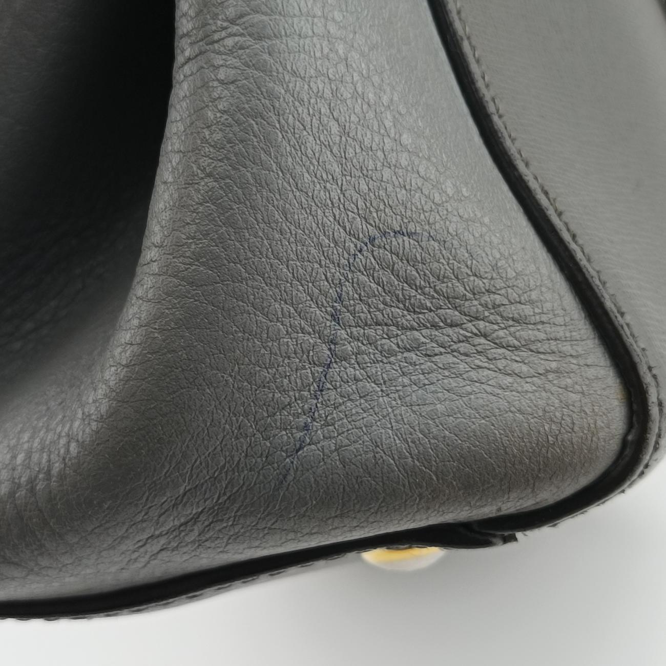 Pre-owned Fendi Petite 2 JOURS Grey Leather 8BH253 handbag | stylenewstar