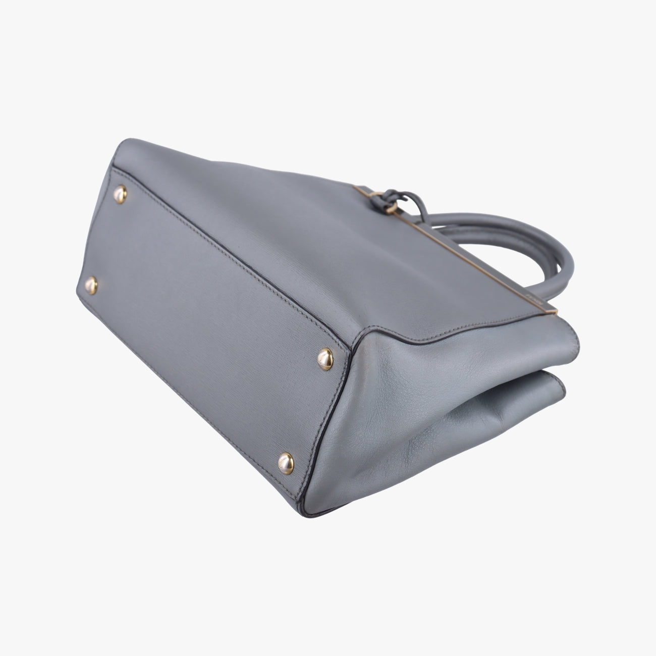 Pre-owned Fendi Petite 2 JOURS Grey Leather 8BH253 handbag | stylenewstar