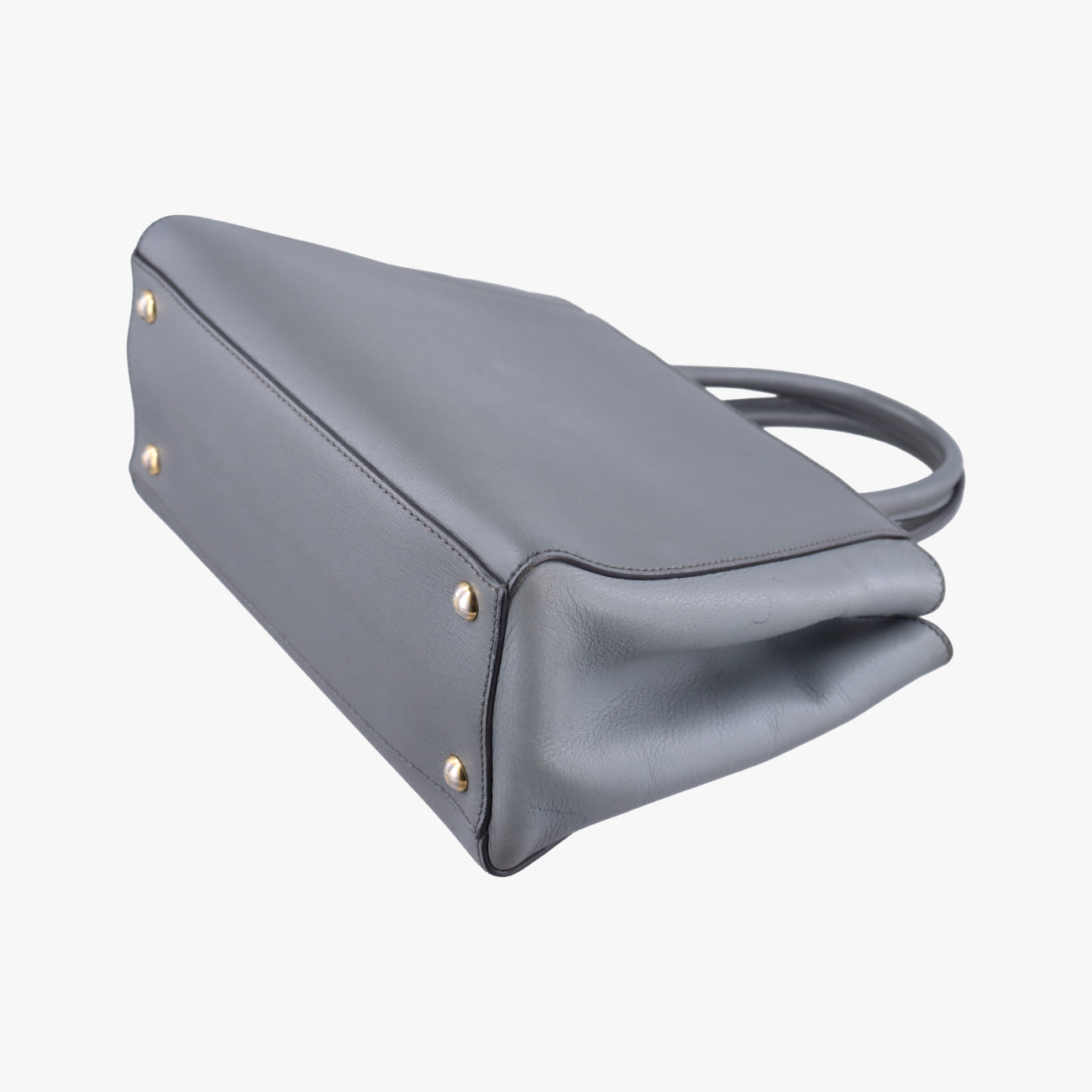 Pre-owned Fendi Petite 2 JOURS Grey Leather 8BH253 handbag | stylenewstar