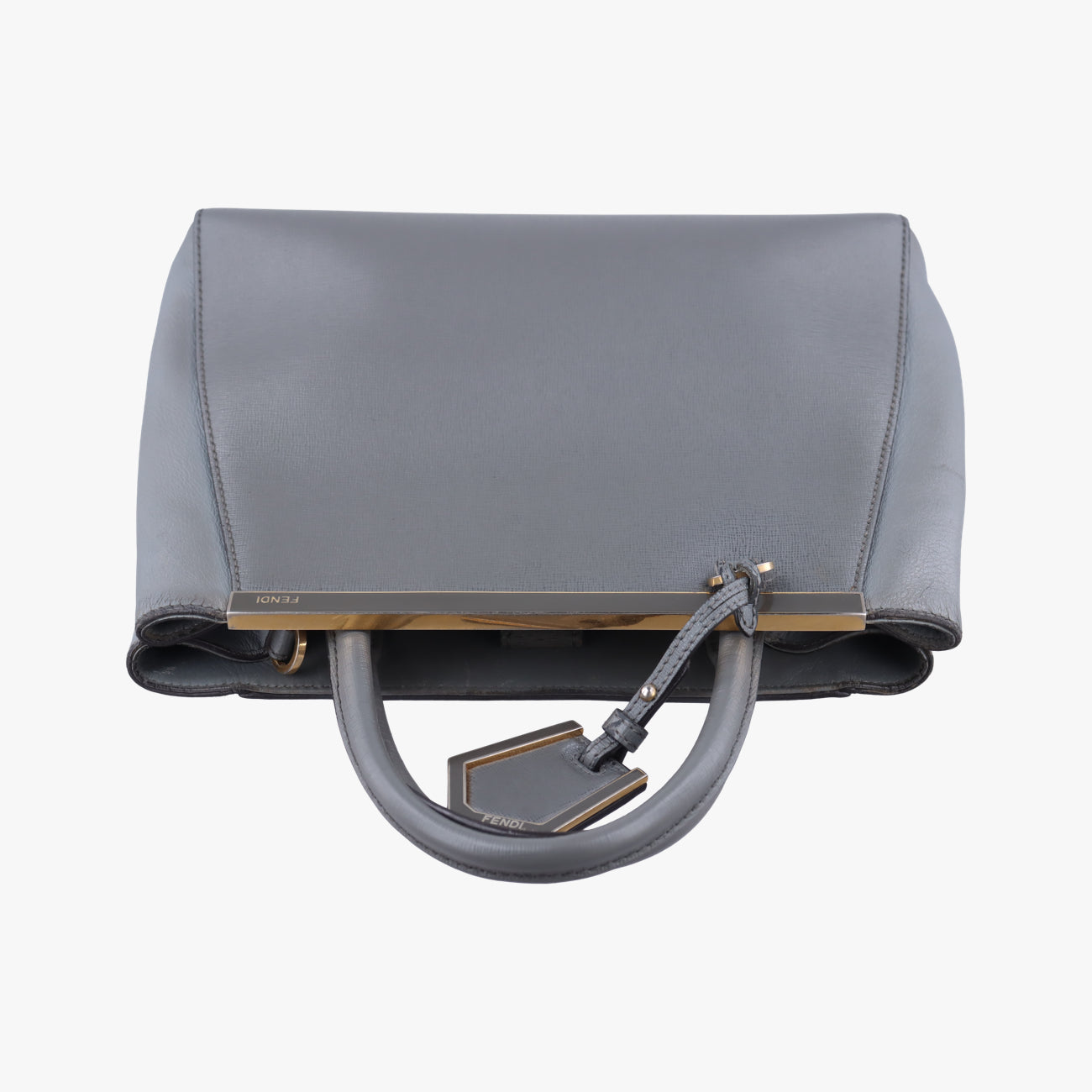 Pre-owned Fendi Petite 2 JOURS Grey Leather 8BH253 handbag | stylenewstar