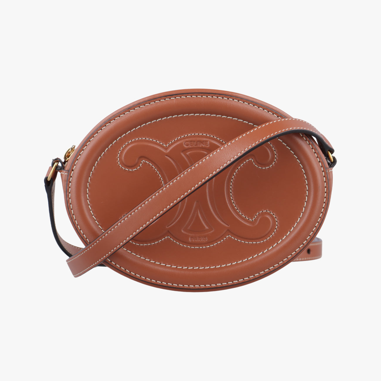 Vintage Celine Oval Purse Cuir Triomphe Brown Leather  shoulderbag | stylenewstar