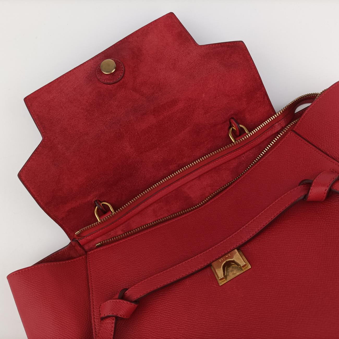Pre-owned Celine Belt Mini Red Leather  shoulderbag | stylenewstar