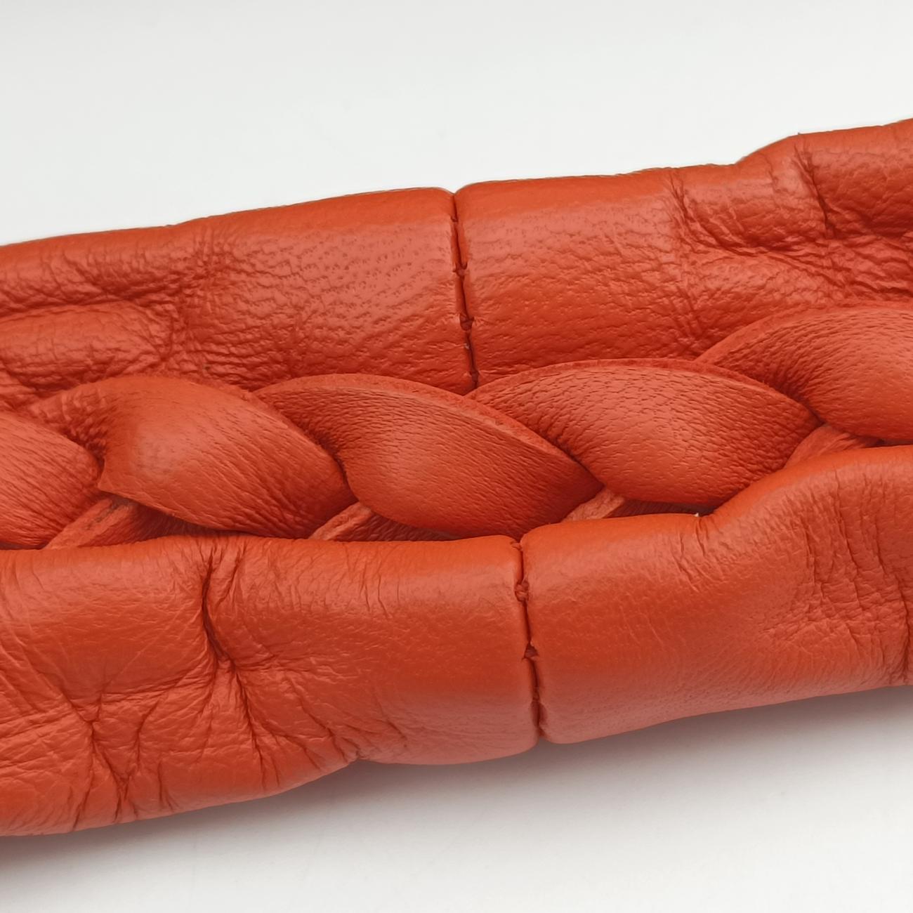 Pre-owned Bottega Veneta Intrecciato Orange lambskin  shoulderbag | stylenewstar