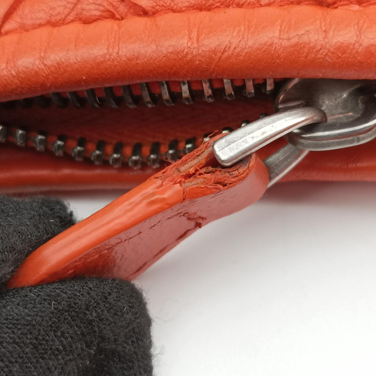 Pre-owned Bottega Veneta Intrecciato Orange lambskin  shoulderbag | stylenewstar