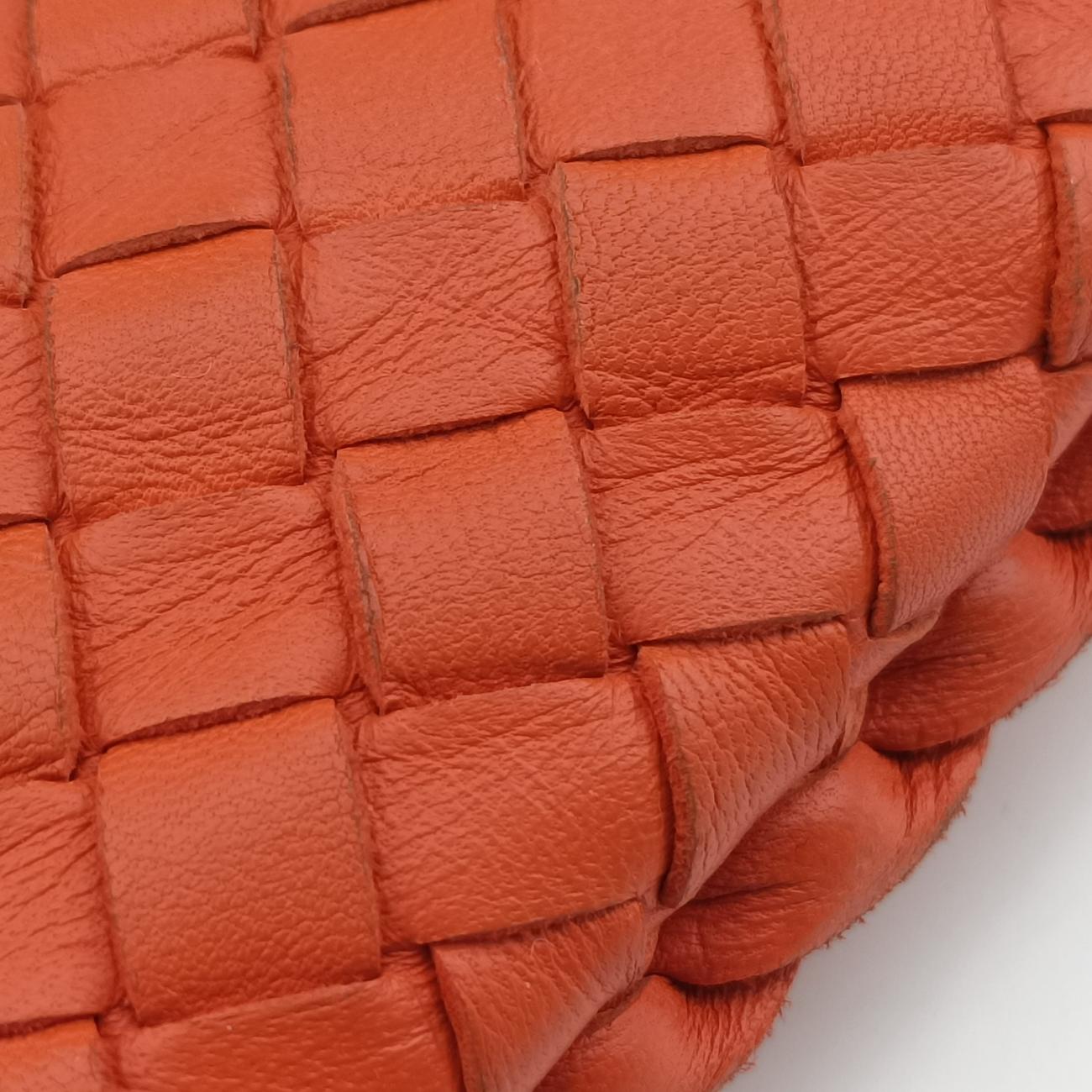 Pre-owned Bottega Veneta Intrecciato Orange lambskin  shoulderbag | stylenewstar