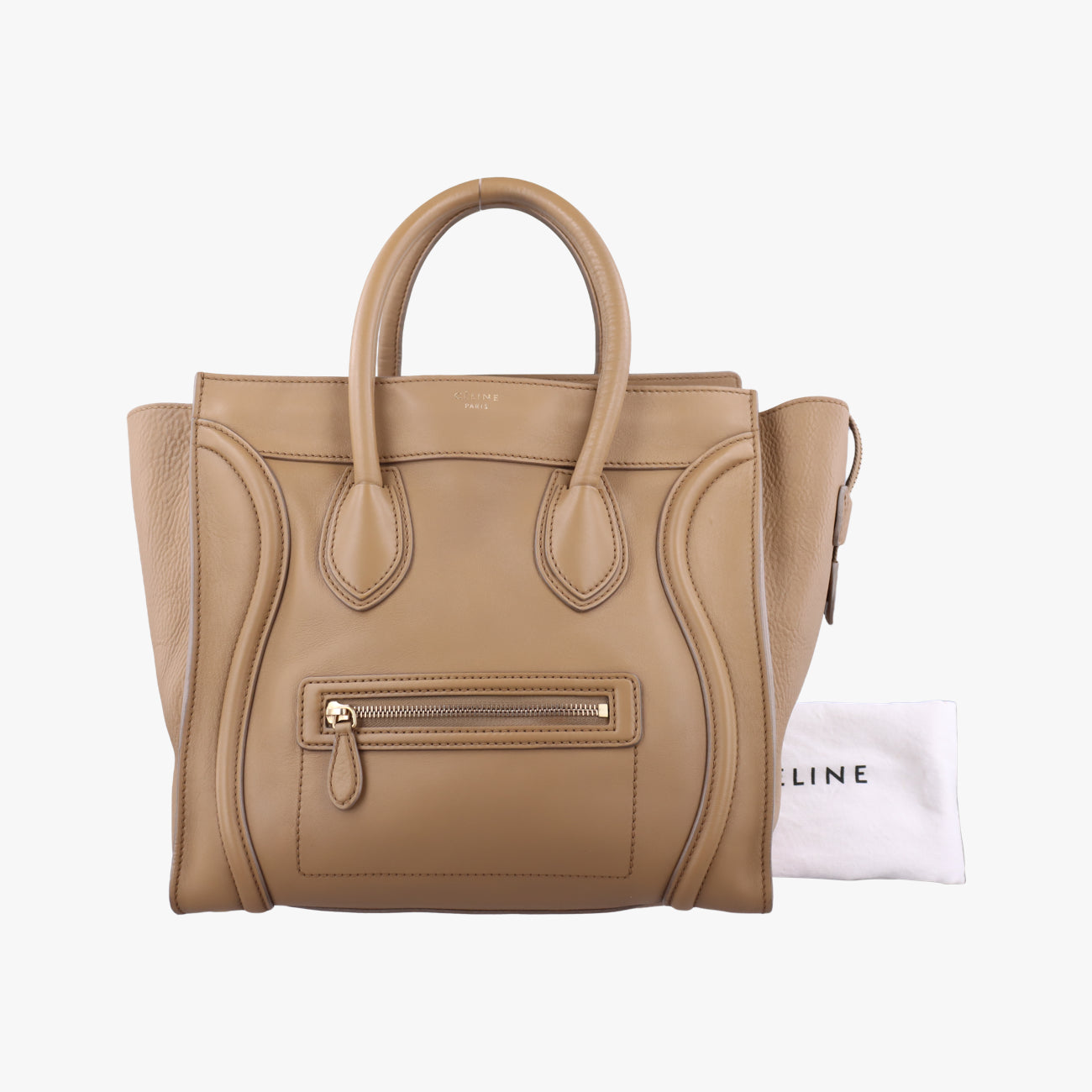 Pre-owned Celine luggage mini shopper Beige Leather  handbag | stylenewstar