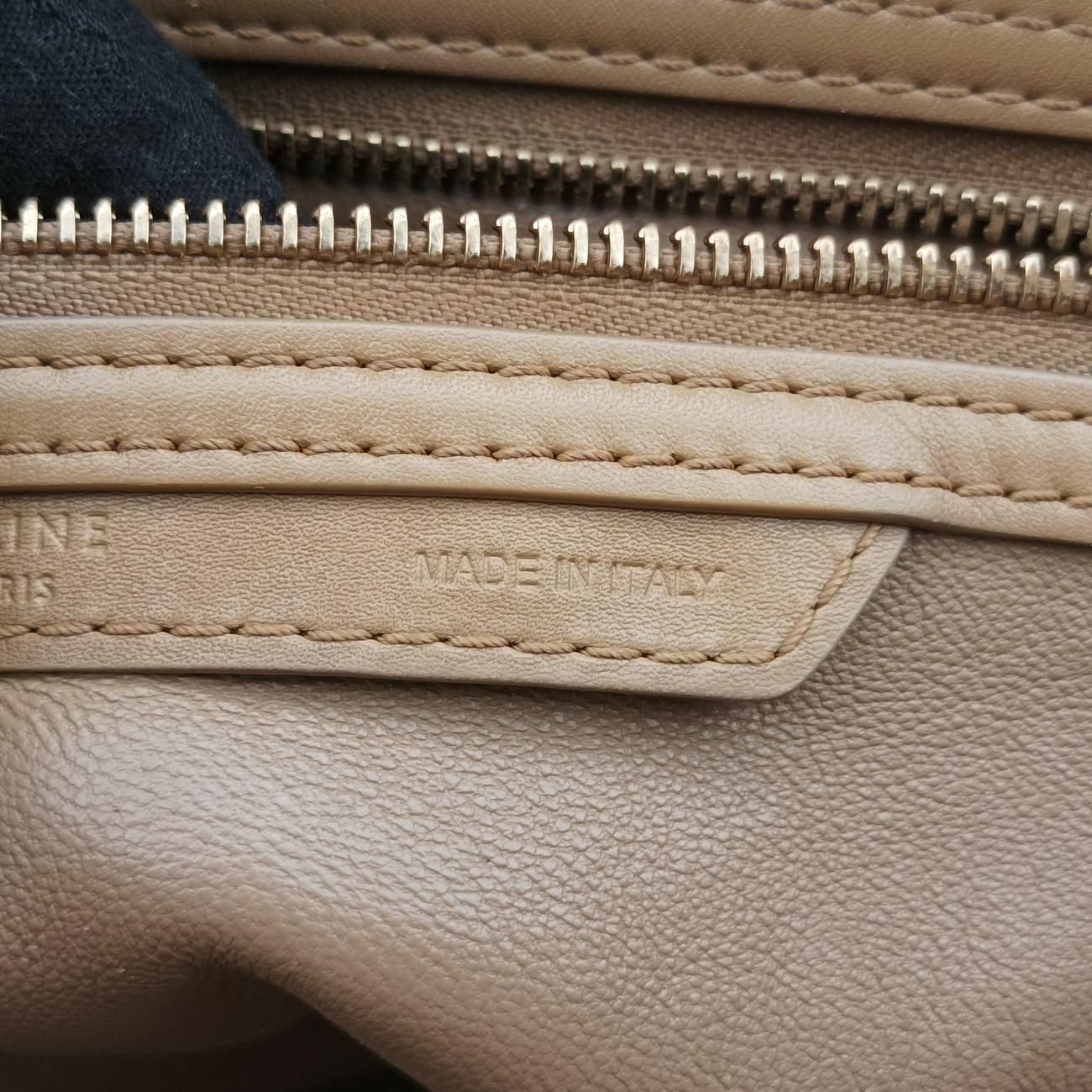 Pre-owned Celine luggage mini shopper Beige Leather  handbag | stylenewstar