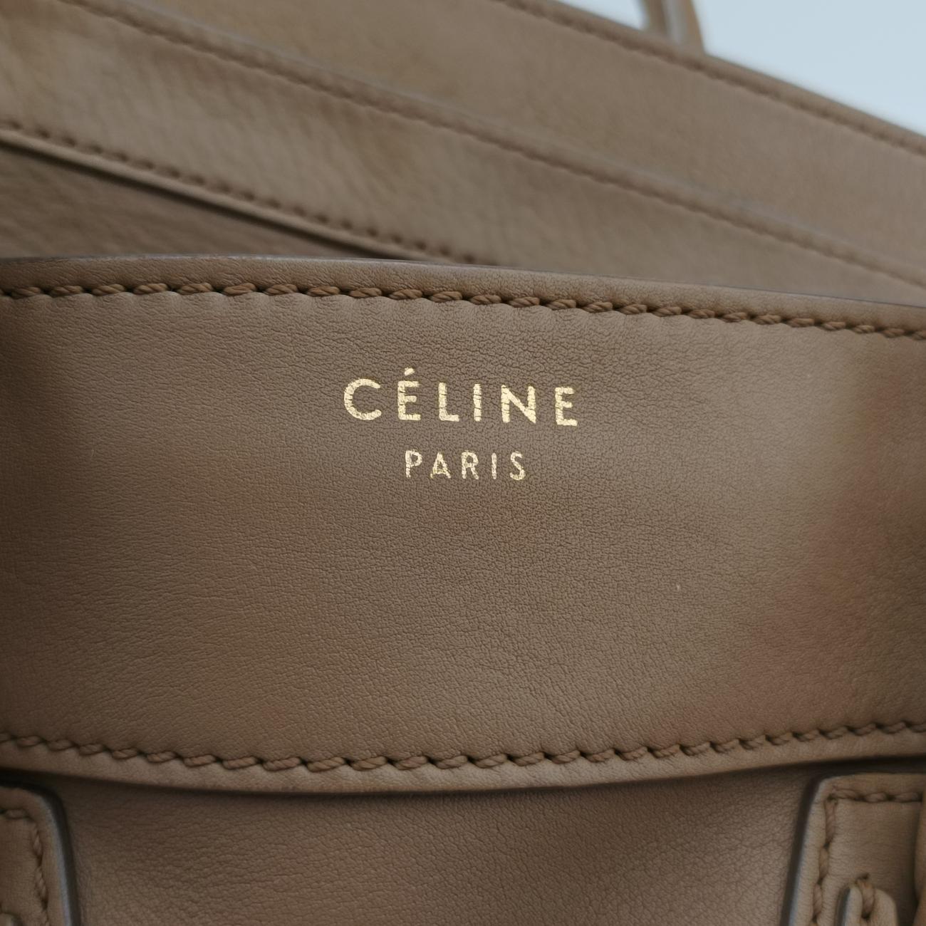 Pre-owned Celine luggage mini shopper Beige Leather  handbag | stylenewstar