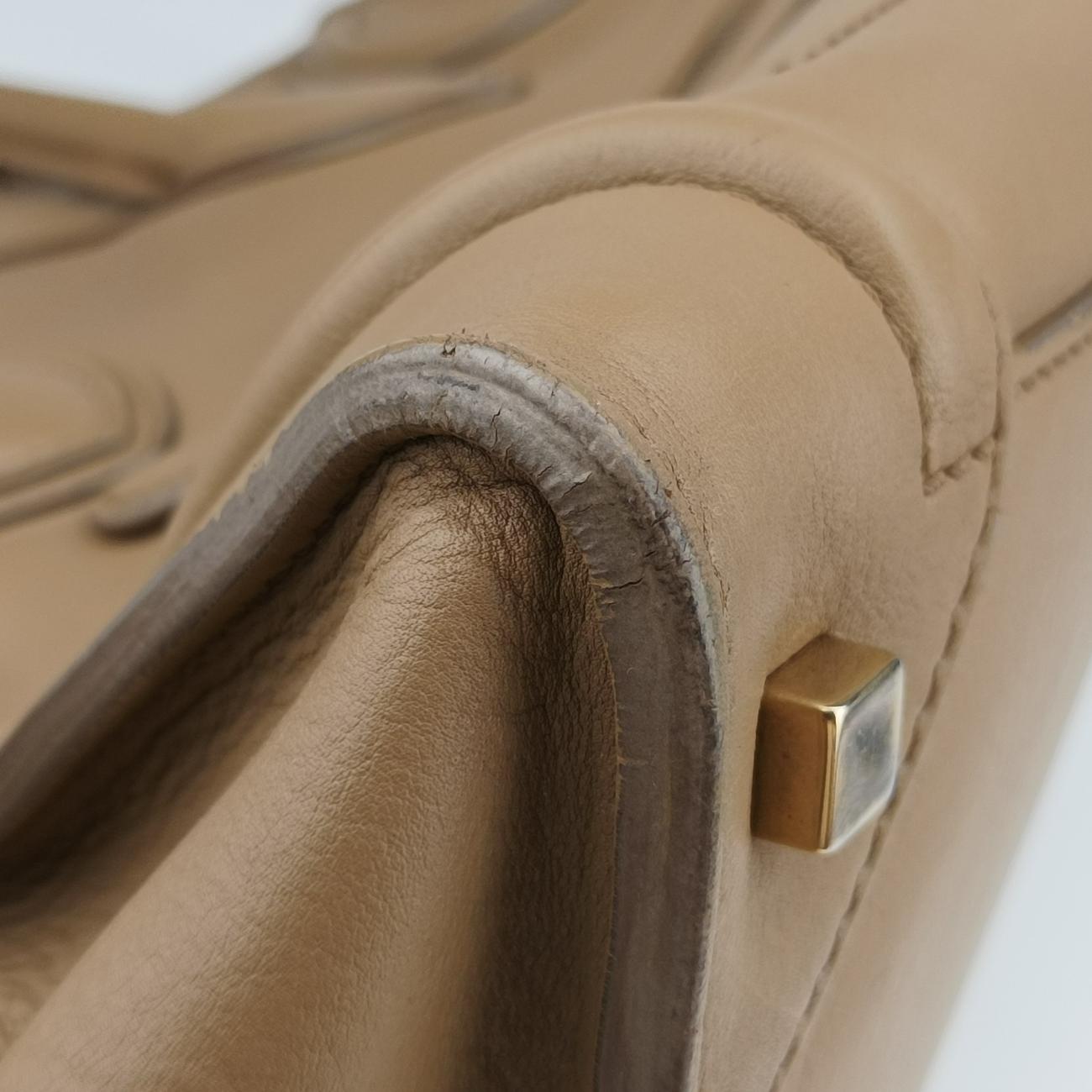 Pre-owned Celine luggage mini shopper Beige Leather  handbag | stylenewstar