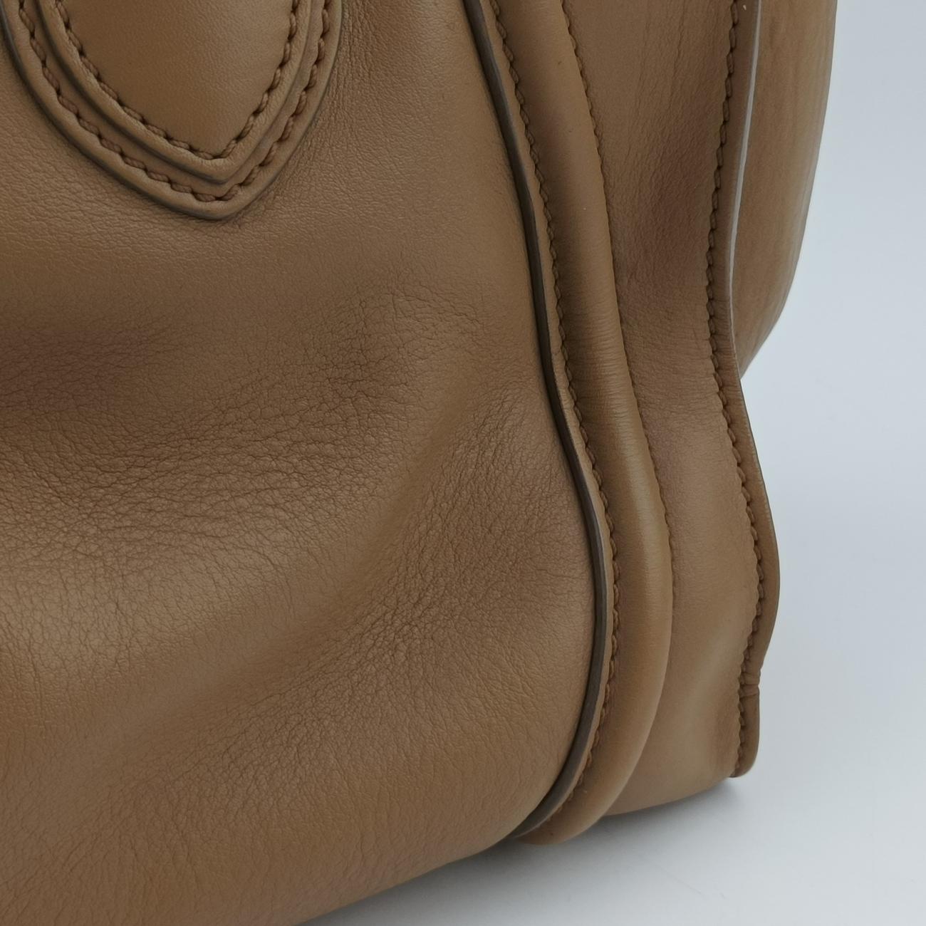 Pre-owned Celine luggage mini shopper Beige Leather  handbag | stylenewstar