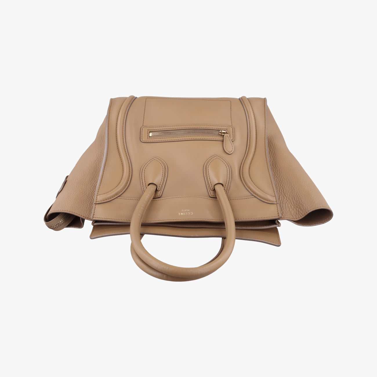 Pre-owned Celine luggage mini shopper Beige Leather  handbag | stylenewstar