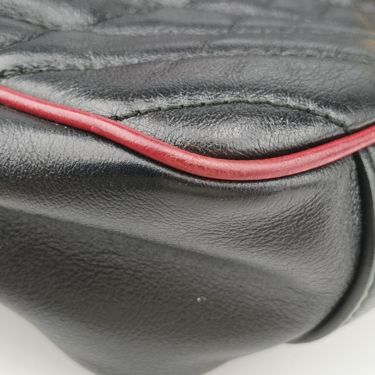 Pre-owned Gucci GG Marmont Black×red Leather 443497 shoulderbag | stylenewstar