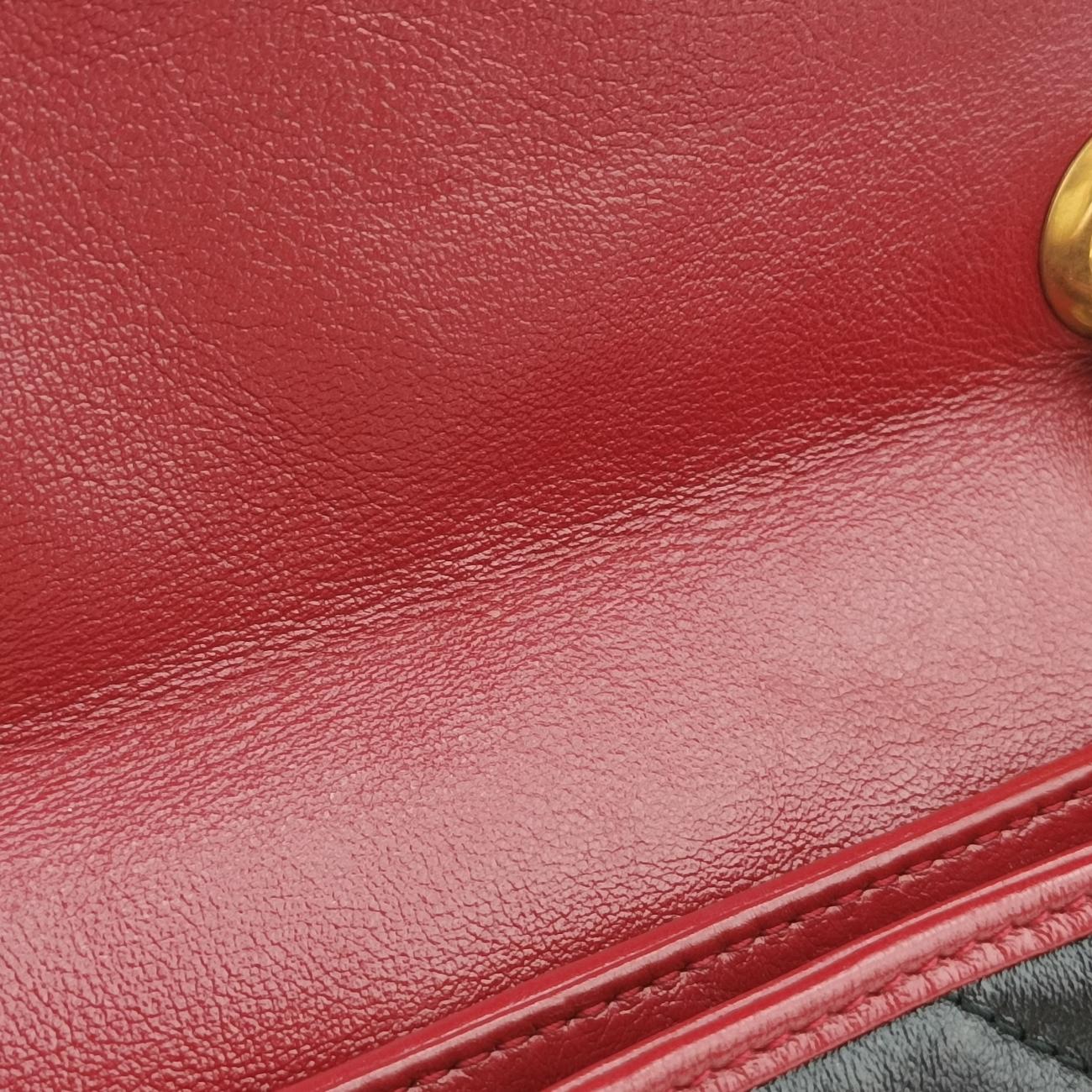 Pre-owned Gucci GG Marmont Black×red Leather 443497 shoulderbag | stylenewstar