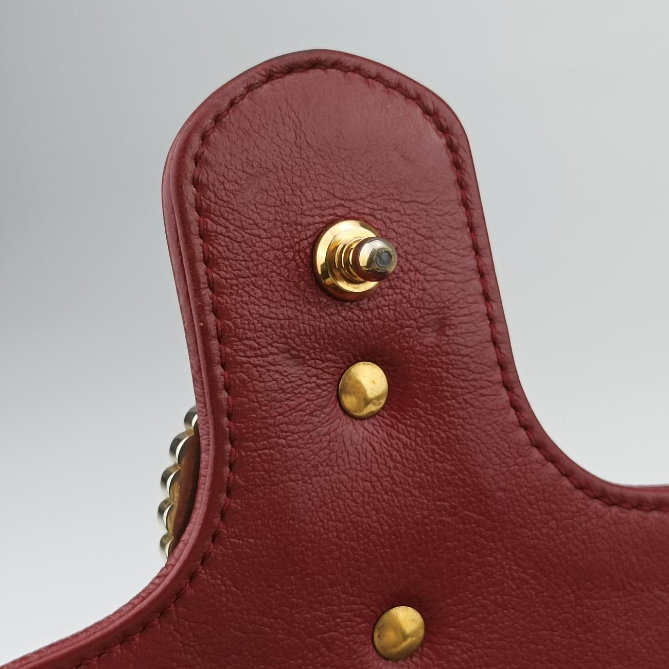 Pre-owned Gucci GG Marmont Black×red Leather 443497 shoulderbag | stylenewstar