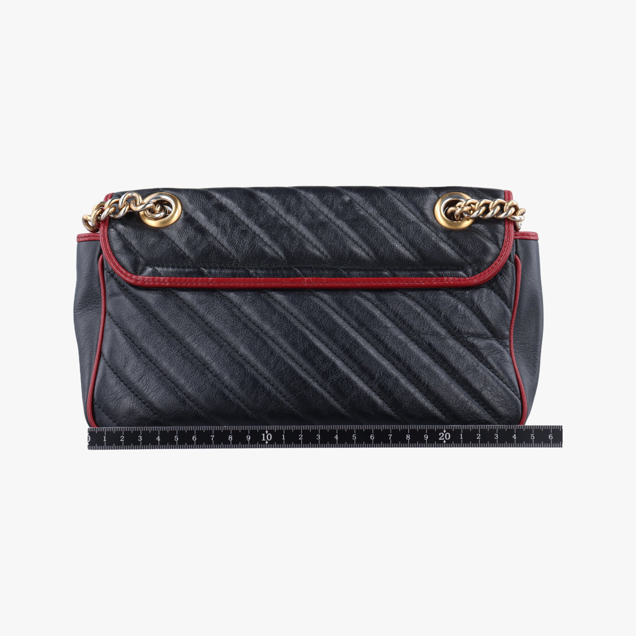 Pre-owned Gucci GG Marmont Black×red Leather 443497 shoulderbag | stylenewstar