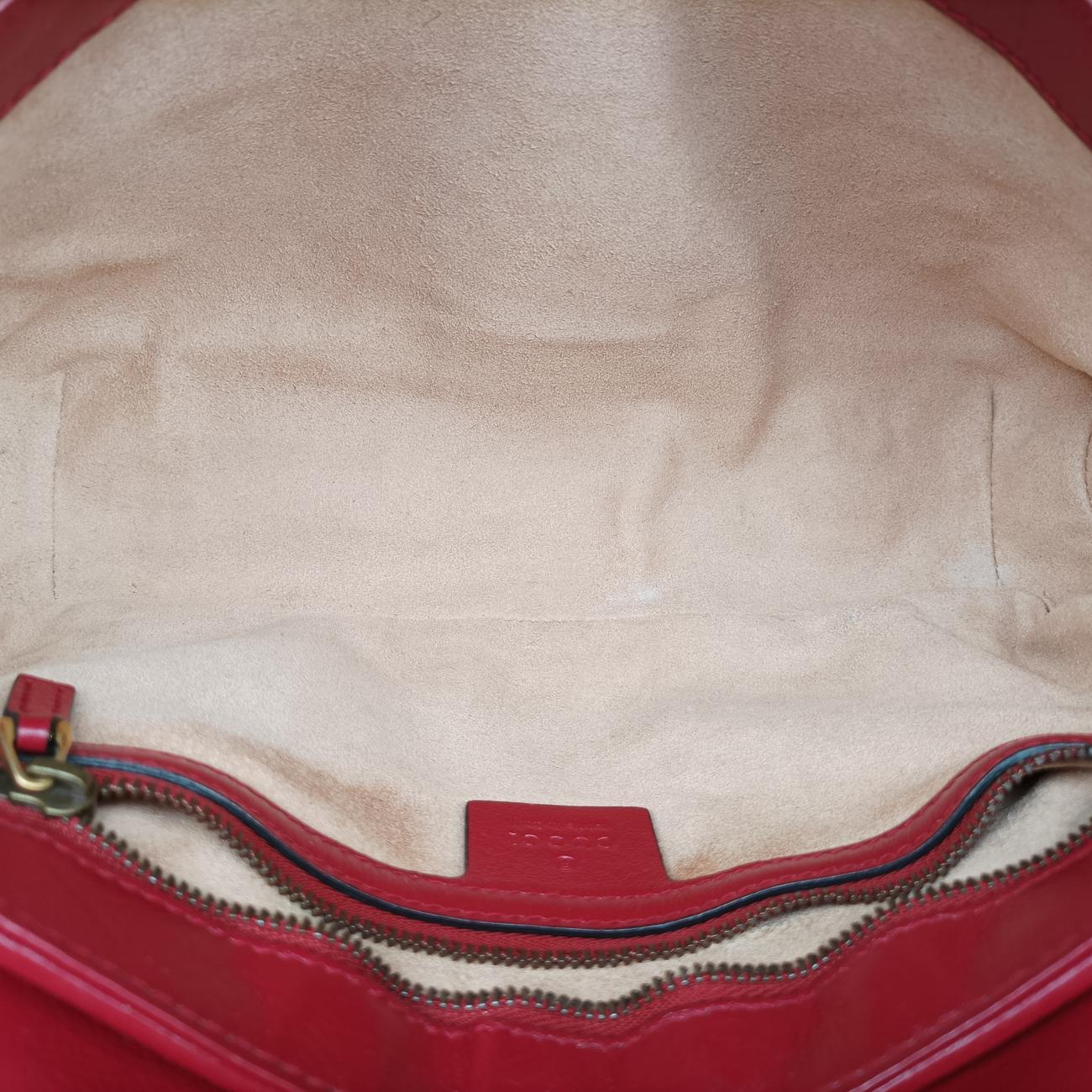 Pre-owned Gucci GG Marmont Black×red Leather 443497 shoulderbag | stylenewstar