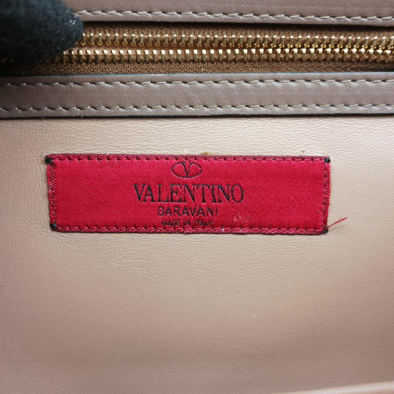 Pre-owned Valentino Rivet colorblock Green×grey Leather  shoulderbag | stylenewstar