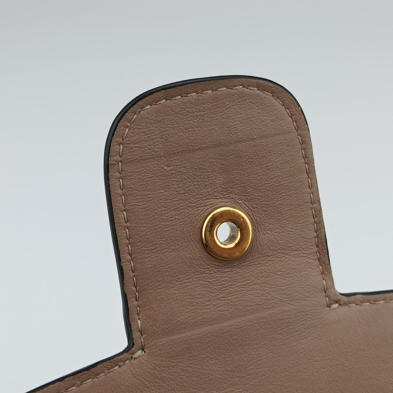 Pre-owned Valentino Rivet colorblock Green×grey Leather  shoulderbag | stylenewstar