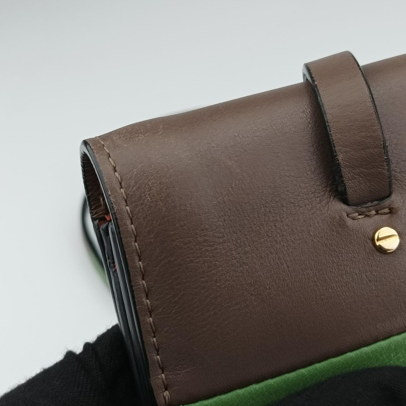 Pre-owned Valentino Rivet colorblock Green×grey Leather  shoulderbag | stylenewstar