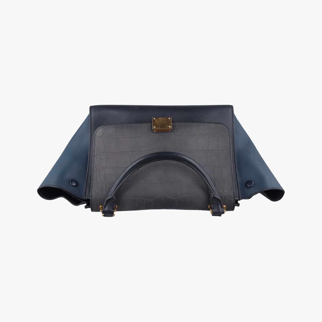Secondhand Celine Trapèze Grey×Navy Leather  shoulderbag | stylenewstar