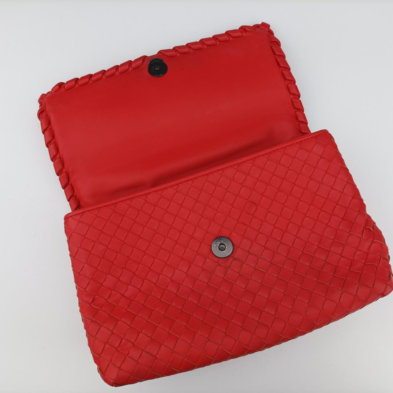 Pre-owned Bottega Veneta Intrecciato Olimpia Red lambskin  shoulderbag | stylenewstar