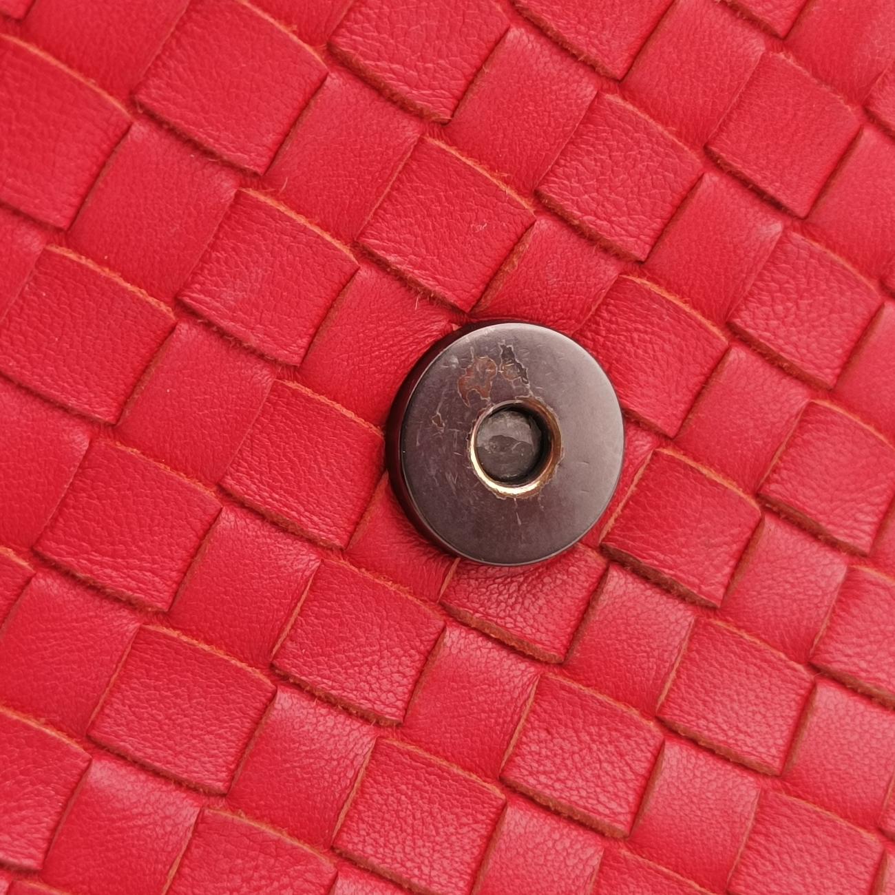 Pre-owned Bottega Veneta Intrecciato Olimpia Red lambskin  shoulderbag | stylenewstar