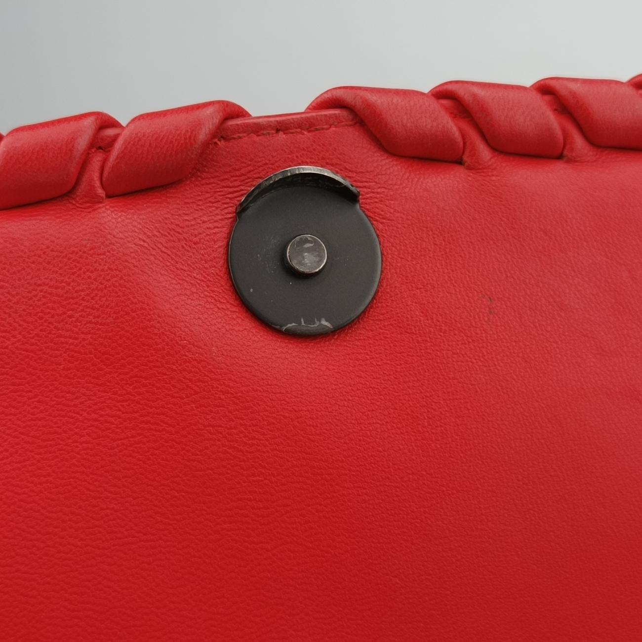 Pre-owned Bottega Veneta Intrecciato Olimpia Red lambskin  shoulderbag | stylenewstar