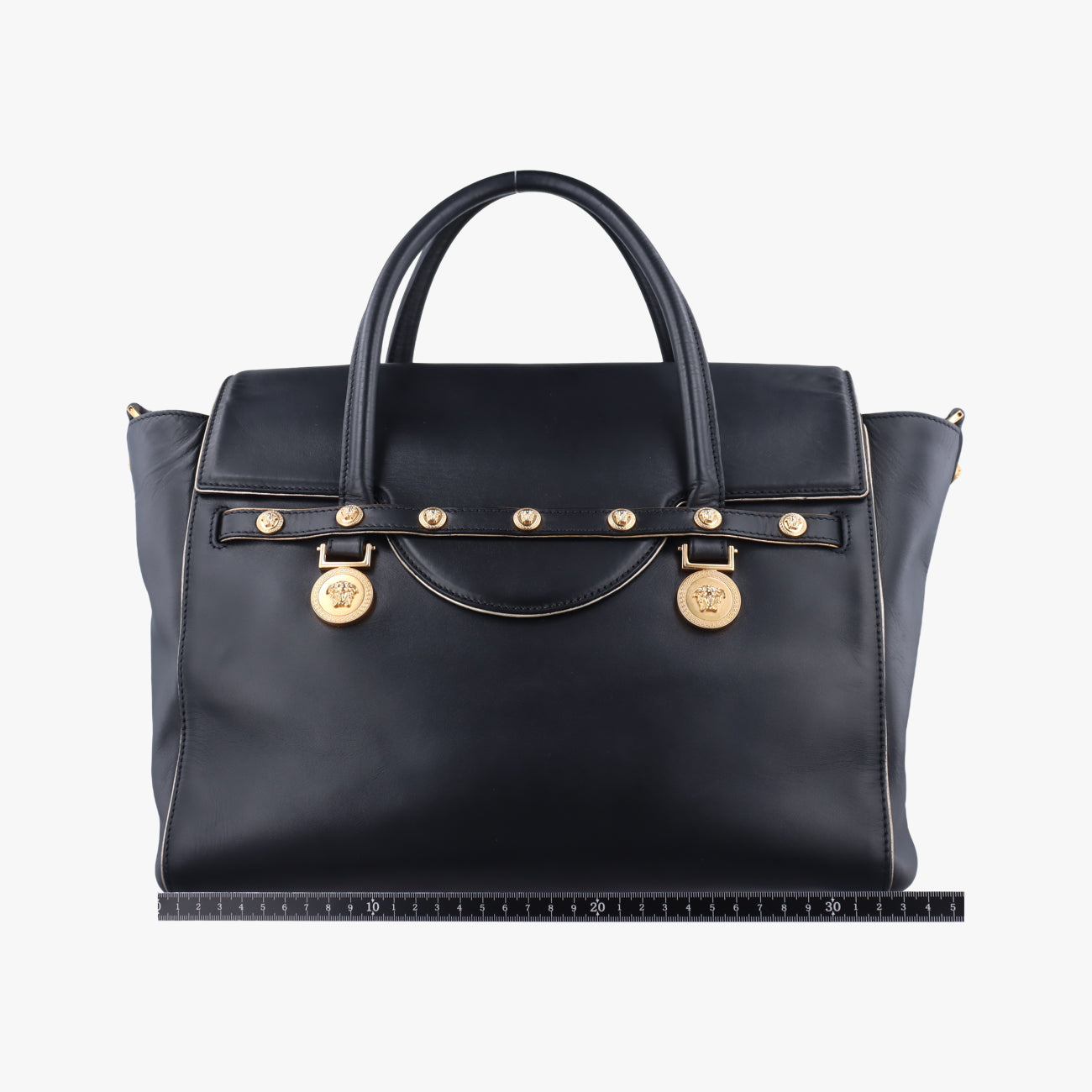 Pre-owned VERSACE Medusa Medallion Black Leather  handbag | stylenewstar