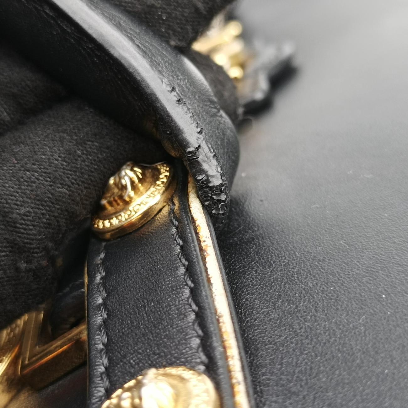 Pre-owned VERSACE Medusa Medallion Black Leather  handbag | stylenewstar