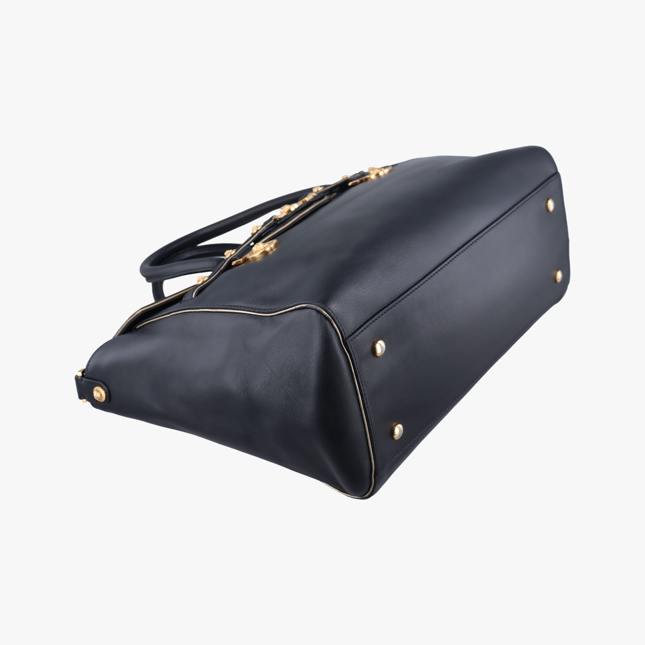 Pre-owned VERSACE Medusa Medallion Black Leather  handbag | stylenewstar