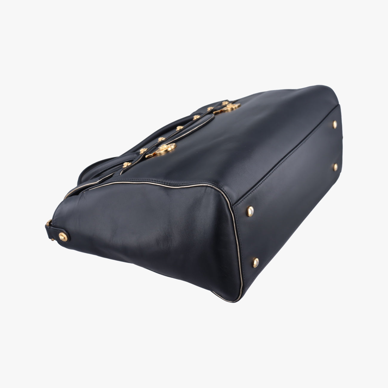 Pre-owned VERSACE Medusa Medallion Black Leather  handbag | stylenewstar