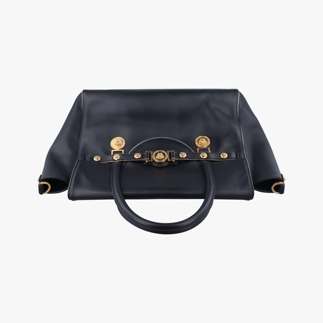 Pre-owned VERSACE Medusa Medallion Black Leather  handbag | stylenewstar