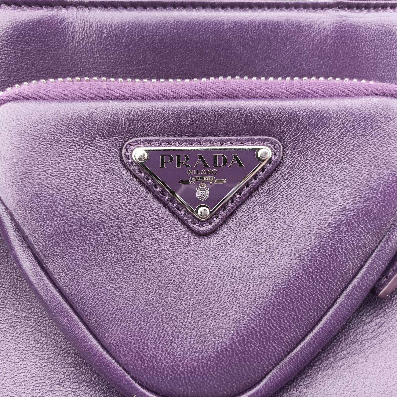 Secondhand Prada Turquoise Mini Tote Purple Nappa leather 1BG418 shoulderbag | stylenewstar