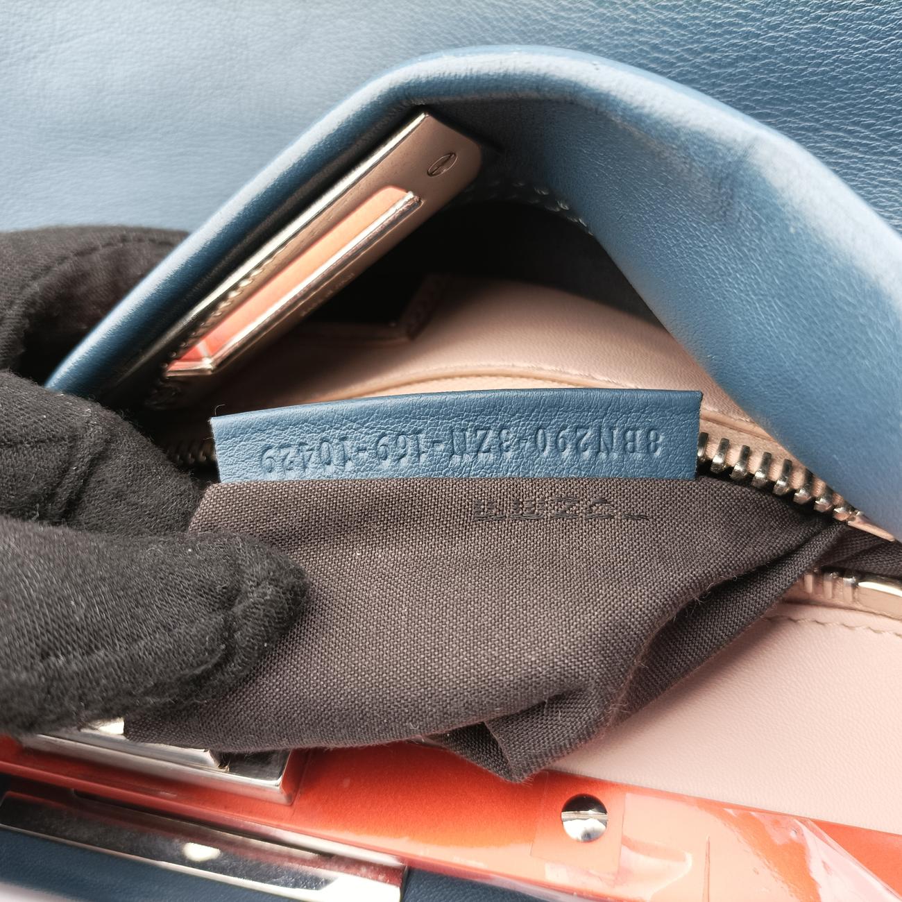 Pre-owned Fendi Peekaboo Blue×Red Leather 8BN290 shoulderbag | stylenewstar