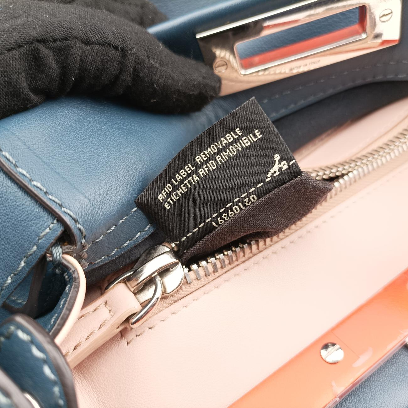 Pre-owned Fendi Peekaboo Blue×Red Leather 8BN290 shoulderbag | stylenewstar