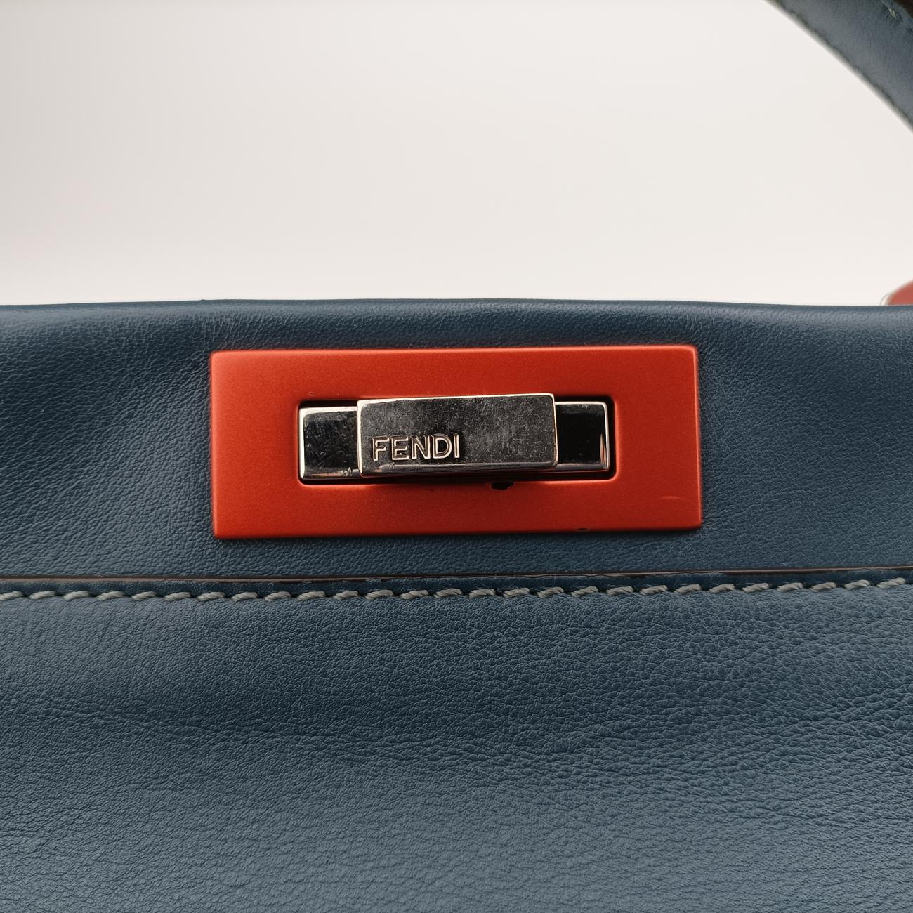 Pre-owned Fendi Peekaboo Blue×Red Leather 8BN290 shoulderbag | stylenewstar