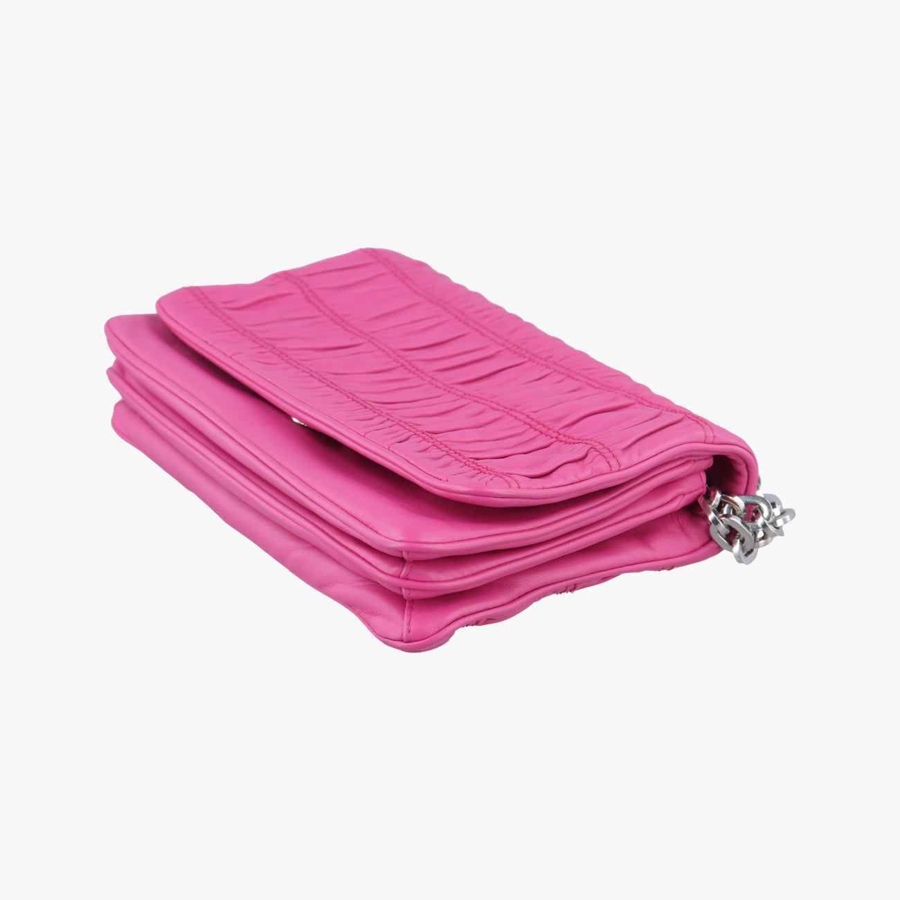 Pre-owned Prada Fuoco Nappa Gaufre Red Nappa Leather 1BD009 shoulderbag | stylenewstar