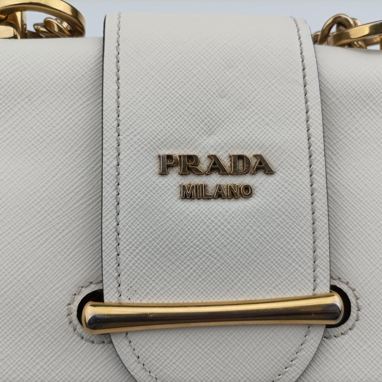 Pre-owned Prada Sidonie White SAFFIANO　Leather 1BD219 shoulderbag | stylenewstar