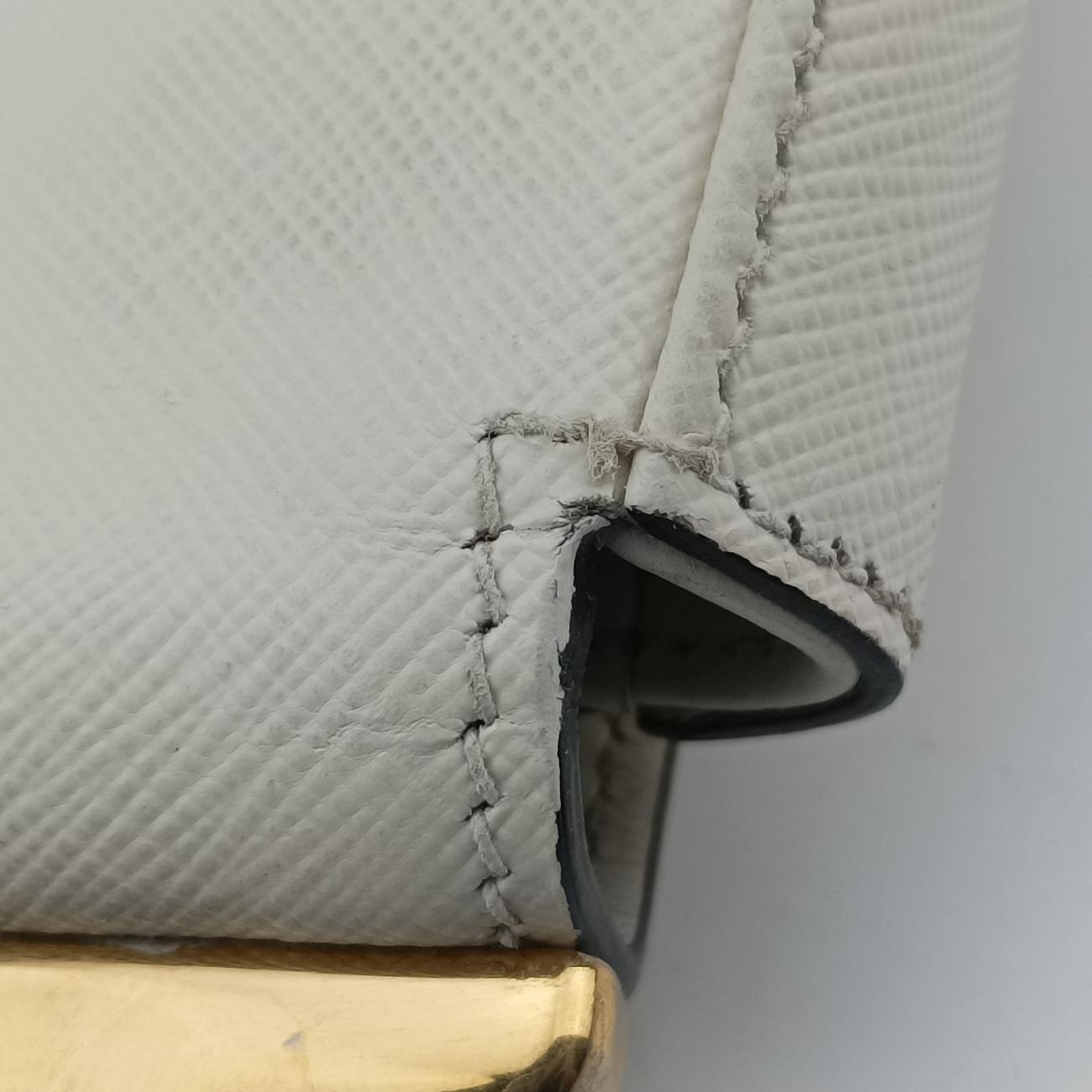 Pre-owned Prada Sidonie White SAFFIANO　Leather 1BD219 shoulderbag | stylenewstar