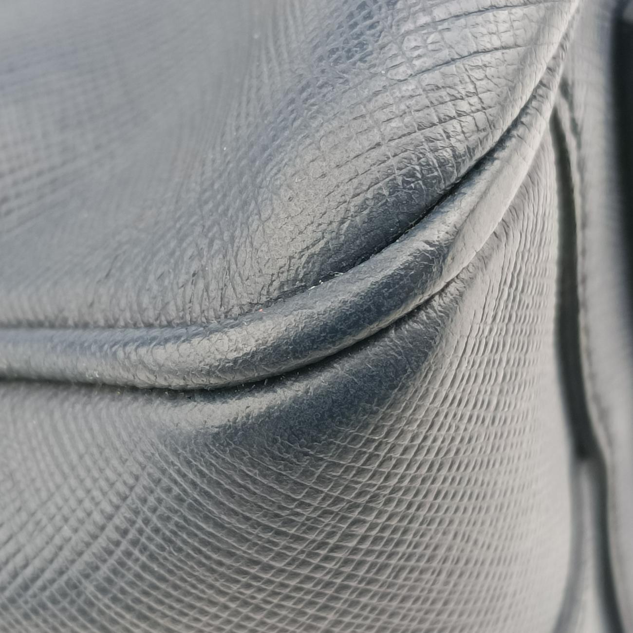 Pre-owned Prada Briefcase Navy SAFFIANO Leather VS305M handbag | stylenewstar