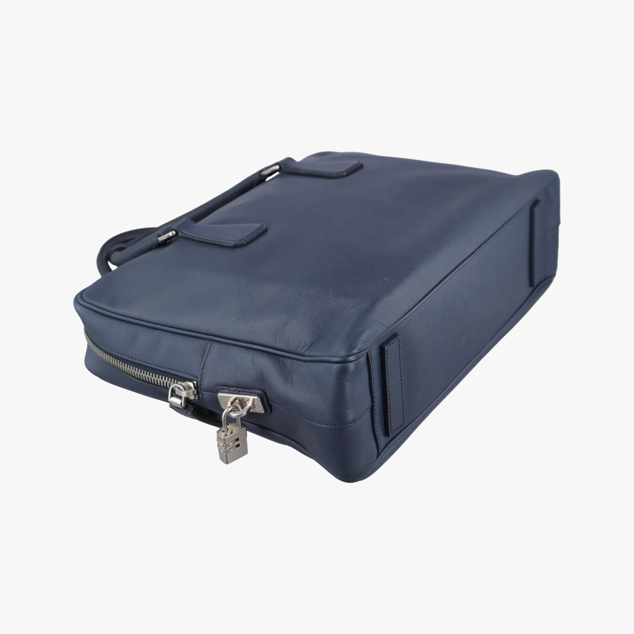 Pre-owned Prada Briefcase Navy SAFFIANO Leather VS305M handbag | stylenewstar