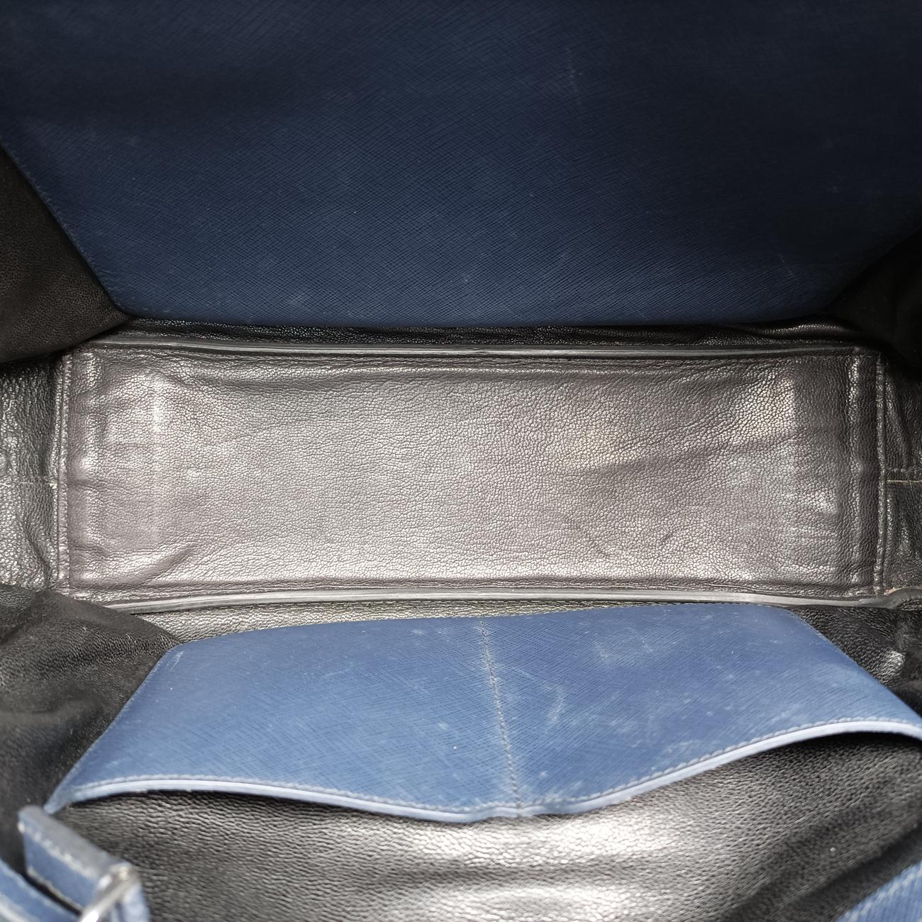 Pre-owned Prada Briefcase Navy SAFFIANO Leather VS305M handbag | stylenewstar