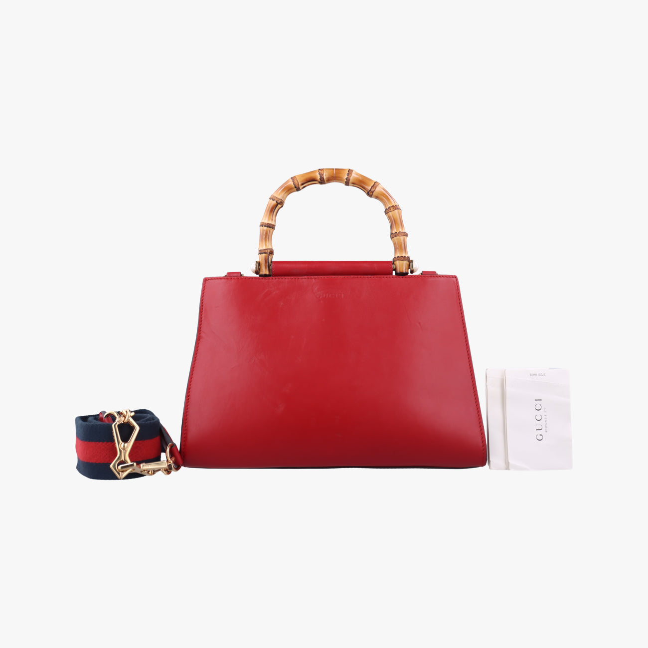 Pre-owned Gucci Bamboo Web Nymphaea Red Leather 459076 shoulderbag | stylenewstar