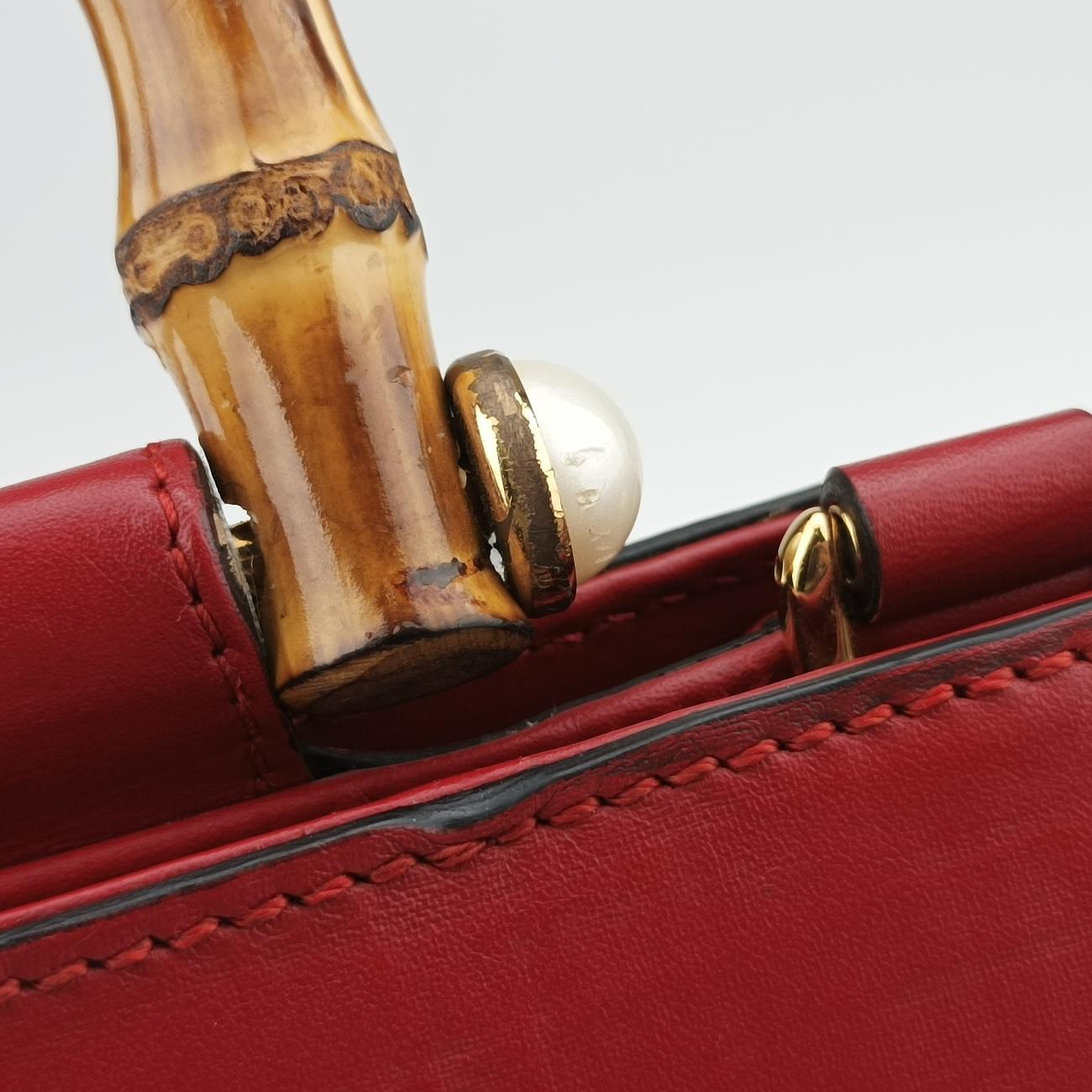 Pre-owned Gucci Bamboo Web Nymphaea Red Leather 459076 shoulderbag | stylenewstar