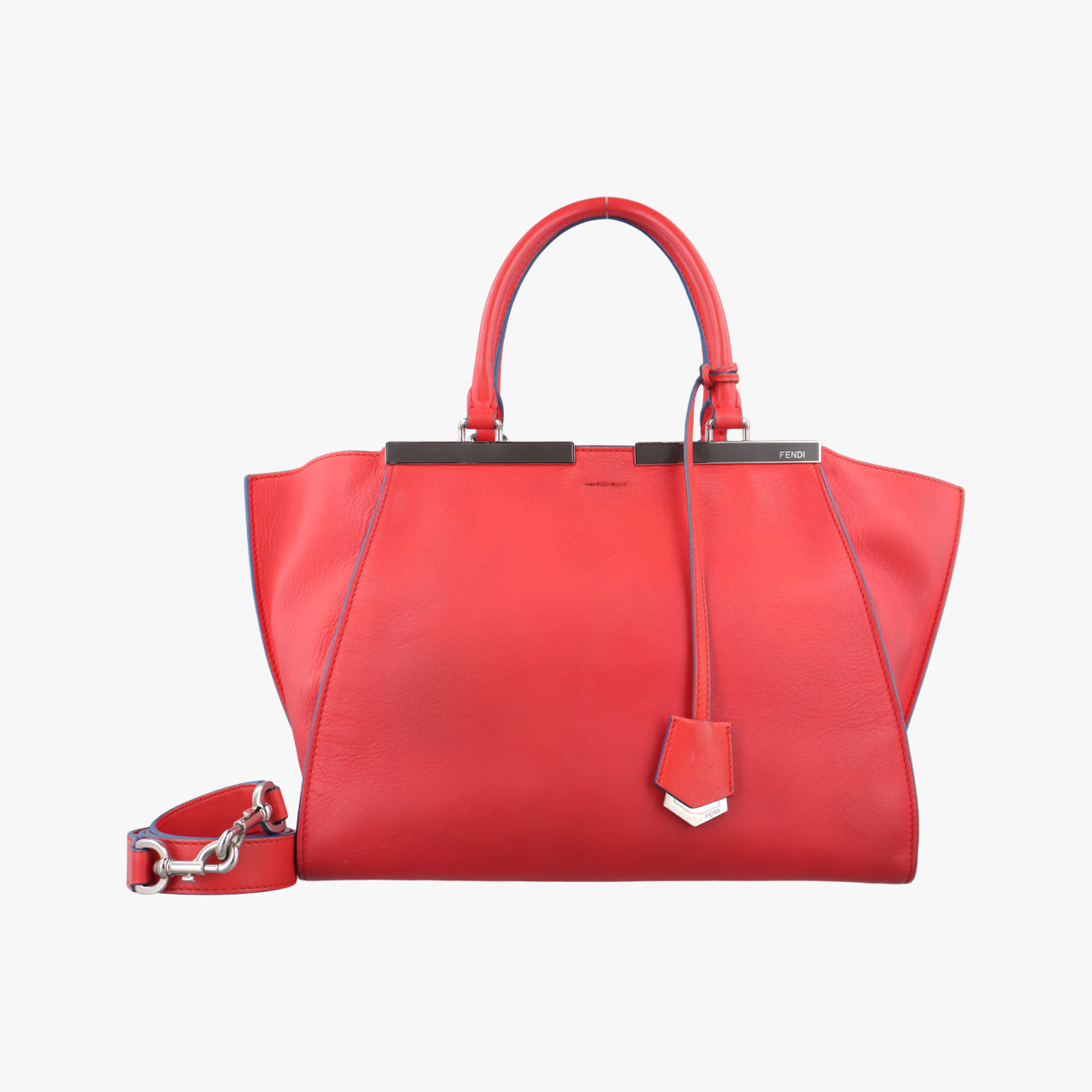 Pre-owned Fendi Troyage Trois Jours Red Leather 8BH279 shoulderbag | stylenewstar
