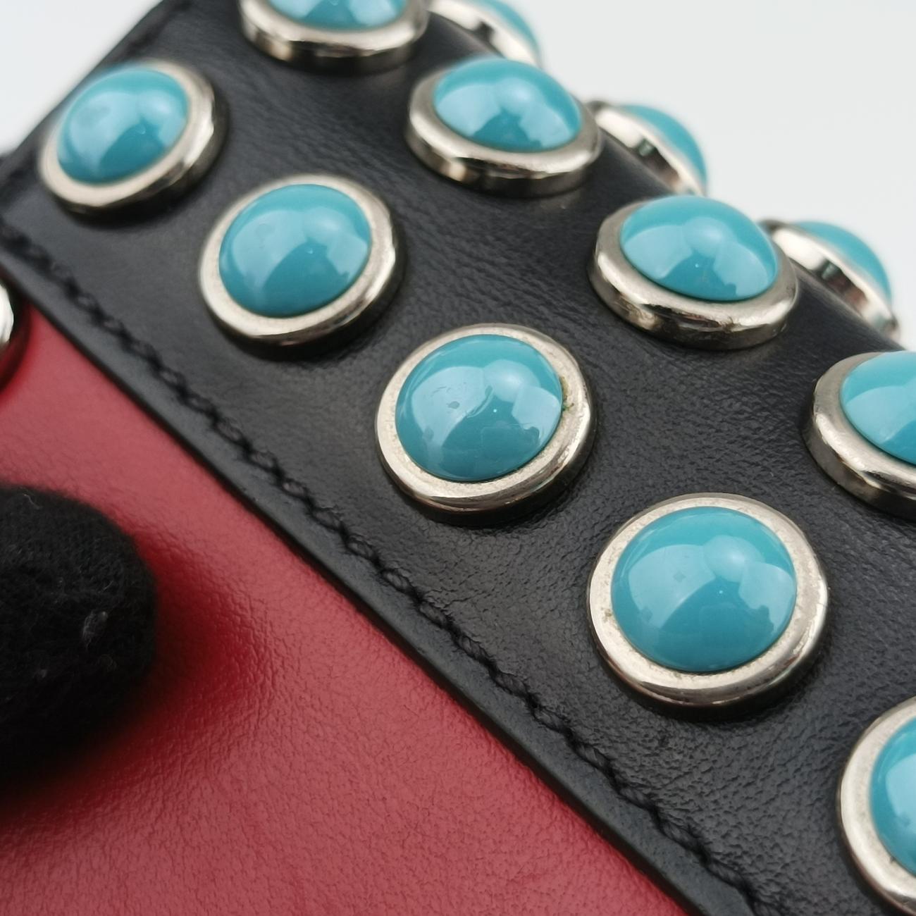 Pre-owned Prada Comic Print Black x Red x Multicolor leather 1BD121 shoulderbag | stylenewstar