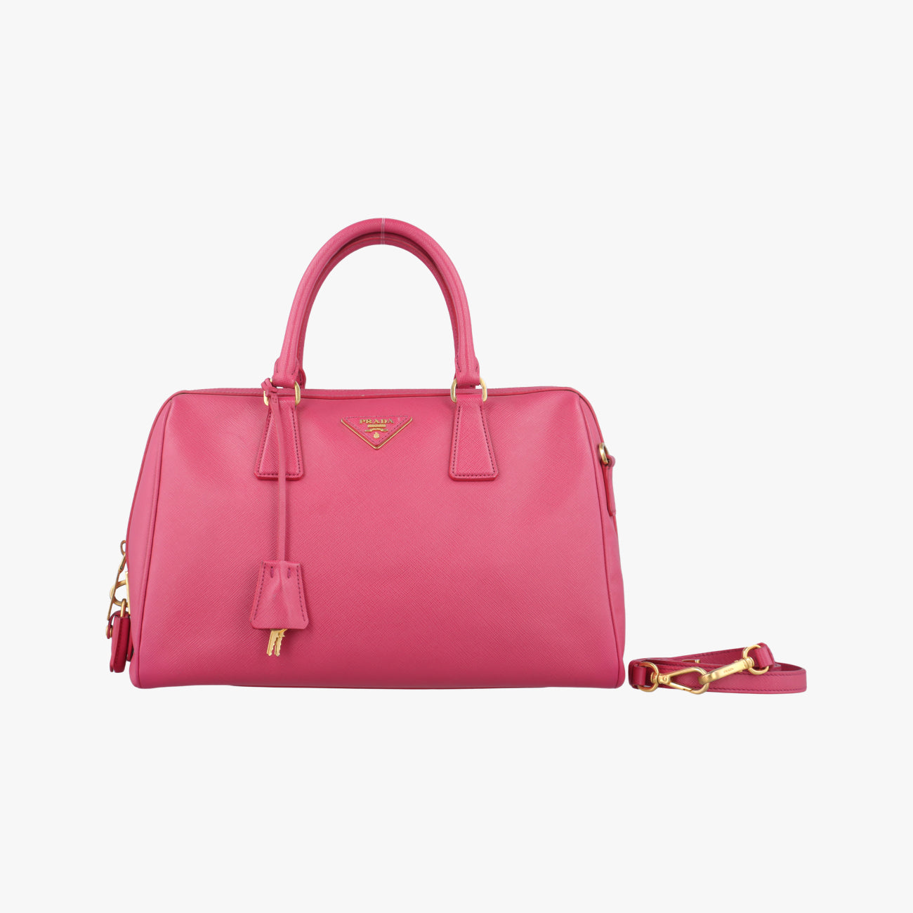 Pre-owned Prada Mini Boston Bowler Pink SAFFIANO Leather BL0823 shoulderbag | stylenewstar
