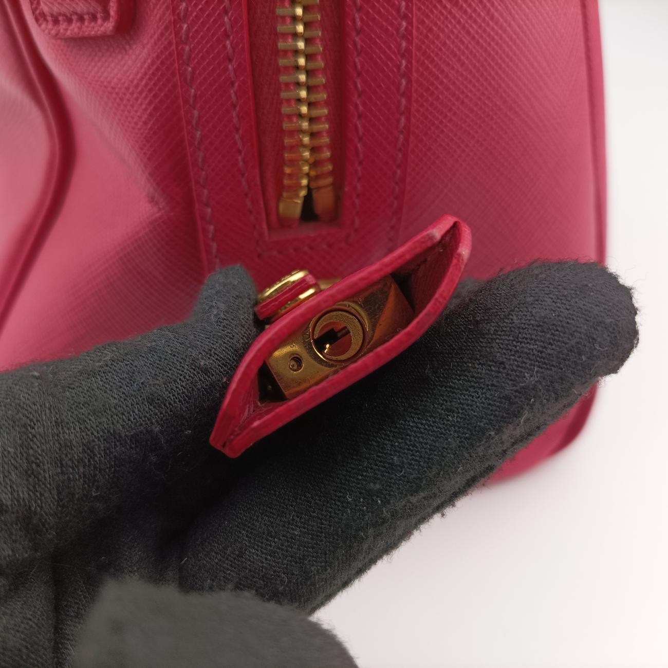 Pre-owned Prada Mini Boston Bowler Pink SAFFIANO Leather BL0823 shoulderbag | stylenewstar