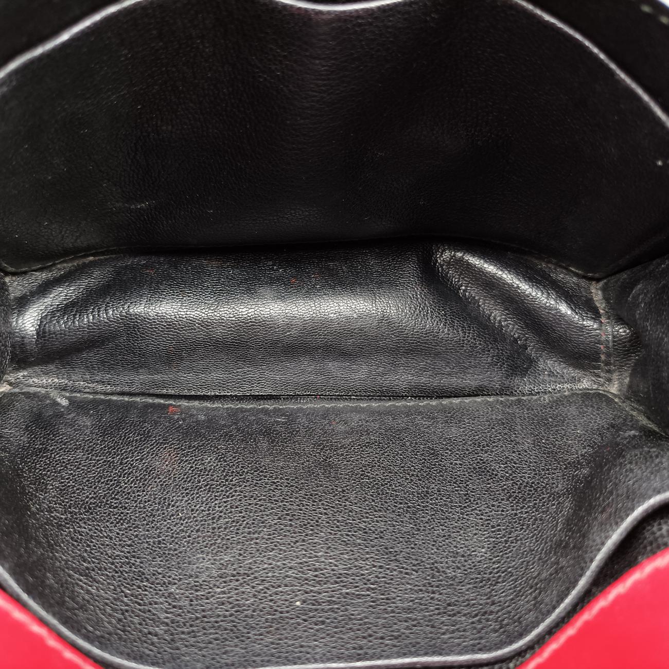 Pre-owned Prada Cahier Red×Black Leather 1BH018 shoulderbag | stylenewstar